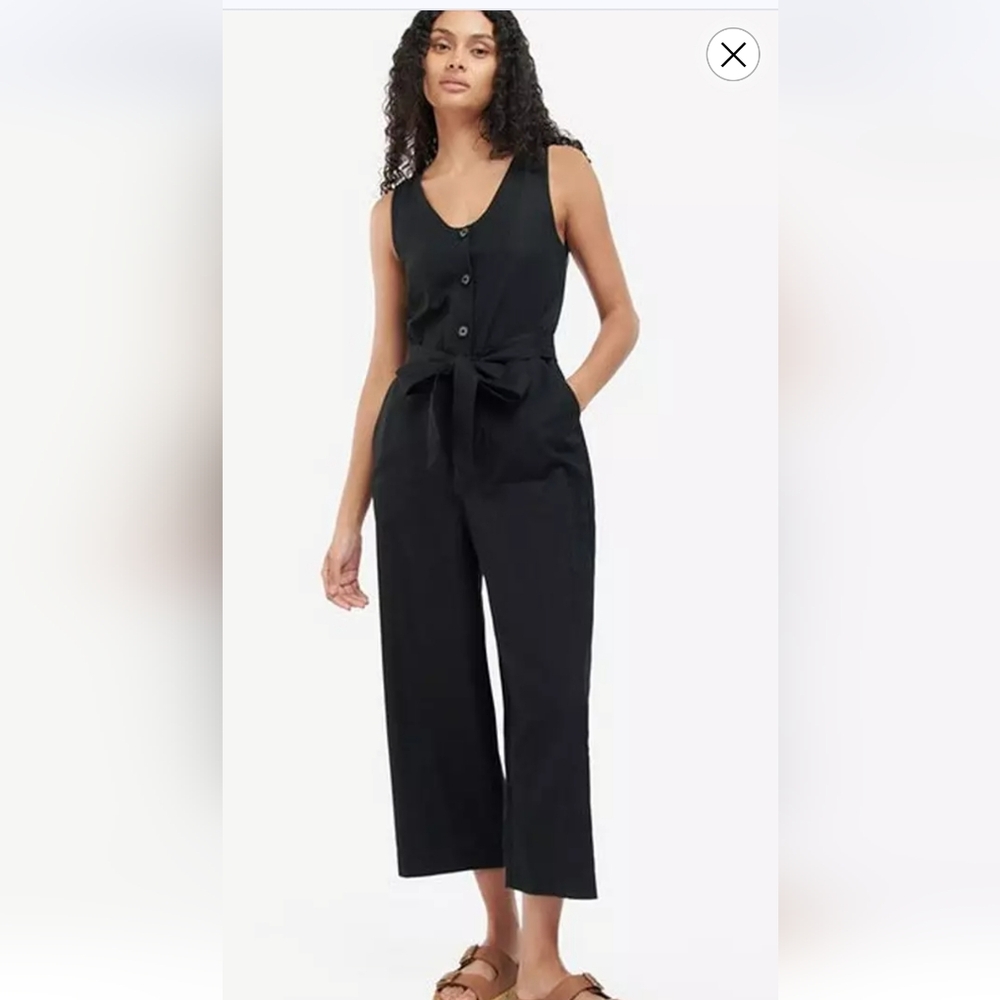 Jumpsuit Linen Barbour Women's Penrose  Black Size 10 Linen/ Cotton Blend NWOT